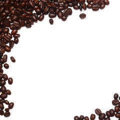 Brown coffee beans isolated on white background