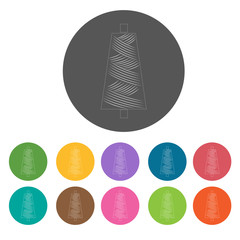 Dark spool of thread icon. Sewing equiptment icons set. Round co