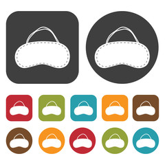 Eye Mask sign icon. Sleep Sign symbol icons set. Round and recta