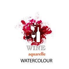 Wine.Abstract watercolor icon.Vector