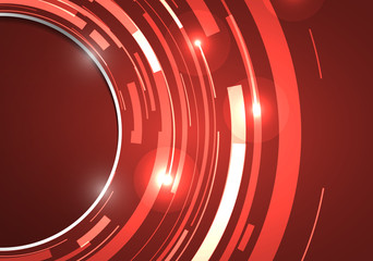 Abstract technology circles vector on red background