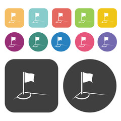 Flag sign icon. Football soccer icon set. Round and rectangle co