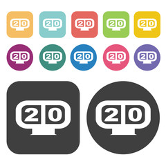 Score board sign icon. Football soccer icon set. Round and recta