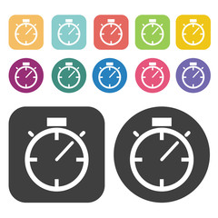 Timer sign icon. Football soccer icon set. Round and rectangle c