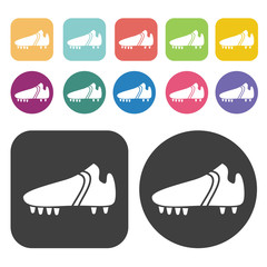 Soccer shoes with cleats sign icon. Football soccer icon set. Ro