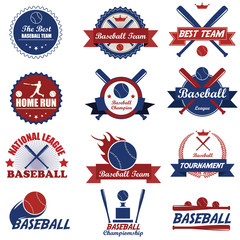 Set of vintage baseball labels and badges. Vector Illustration e