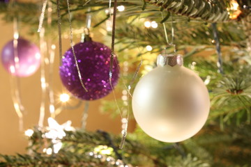 Fototapeta na wymiar Christmas background with baubles