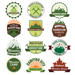 Set of camping Badge symbols and icons. Vector Illustration eps1