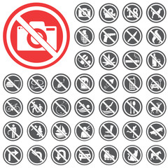Prohibition signs icon set. Vector Illustration eps10