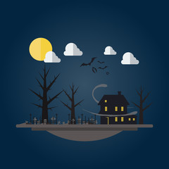 Flat design of spooky house