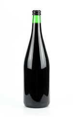 red wine and a bottle isolated over white background