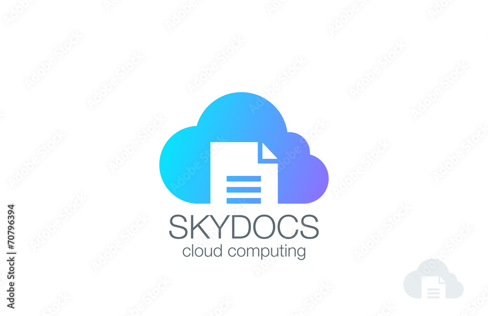 Poster Document in the Cloud Logo design vector. Digital Data