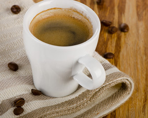 Espresso Coffee  in a white cup.
