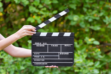 Movie production clapper board