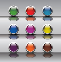 vector of 9 push button icons