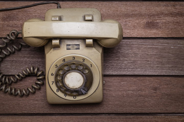 Vintage Telephone on an Old Wood Table