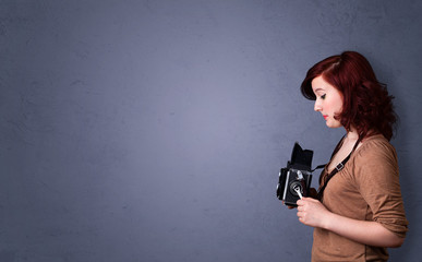 Photographer shooting images with copyspace area