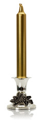 golden candle isolated on the white background