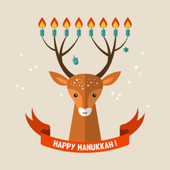 Hanukkah holiday greeting card design. Vector illustration