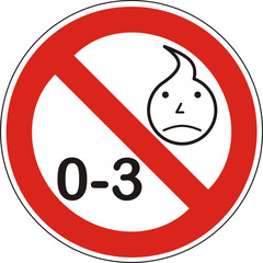 Verbotsschild, 0-3 nicht geeignet