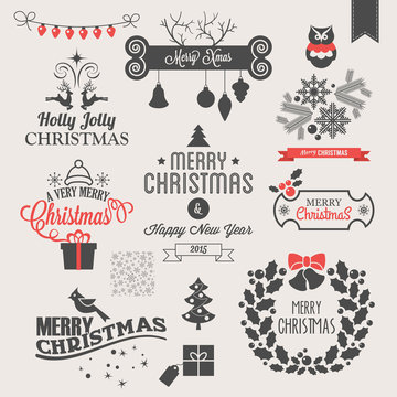 Christmas icons, logo design and elements set