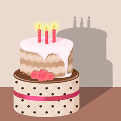 Birthday cake with strawberry cream isolated