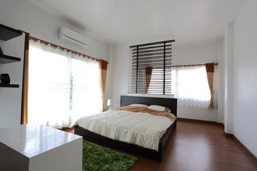 Fototapeta na wymiar design of interior white bedroom in modern house