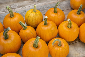 pumpkins on a rustic wood
