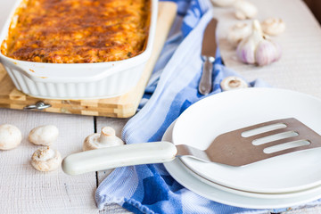 fed meat lasagna dish on belots