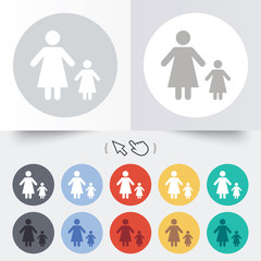 One-parent family with one child sign icon.