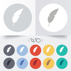 Feather sign icon. Retro pen symbol.