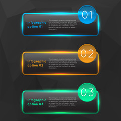 Vector colorful glowing glass infographics.