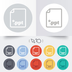 File presentation icon. Download PPT button.