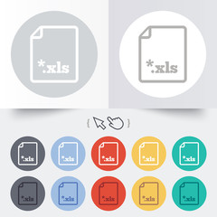 Excel file document icon. Download xls button.