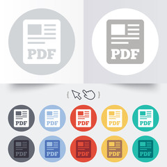 Fototapeta na wymiar PDF file document icon. Download pdf button.