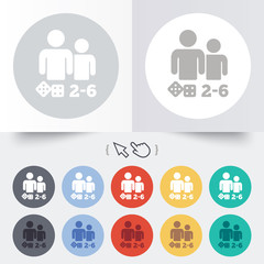 Fototapeta premium Board games sign icon. 2-6 players symbol.