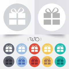Gift box sign icon. Present symbol.