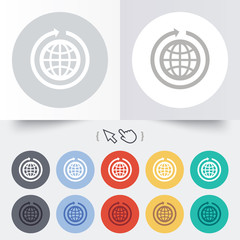 Globe sign icon. Round the world arrow symbol.