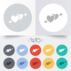 Hearts with arrow sign icon. Love symbol.