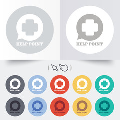 Help point sign icon. Medical cross symbol.