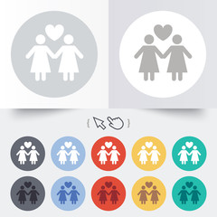 Couple sign icon. Woman love woman. Lesbians.