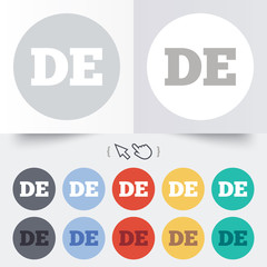German language sign icon. DE Deutschland.