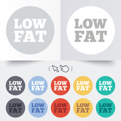 Low fat sign icon. Salt, sugar food symbol.