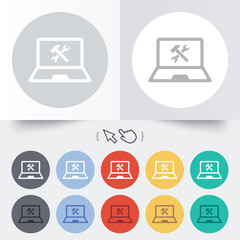 Laptop repair sign icon. Notebook service symbol