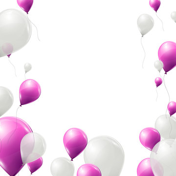 Pink and white balloons background