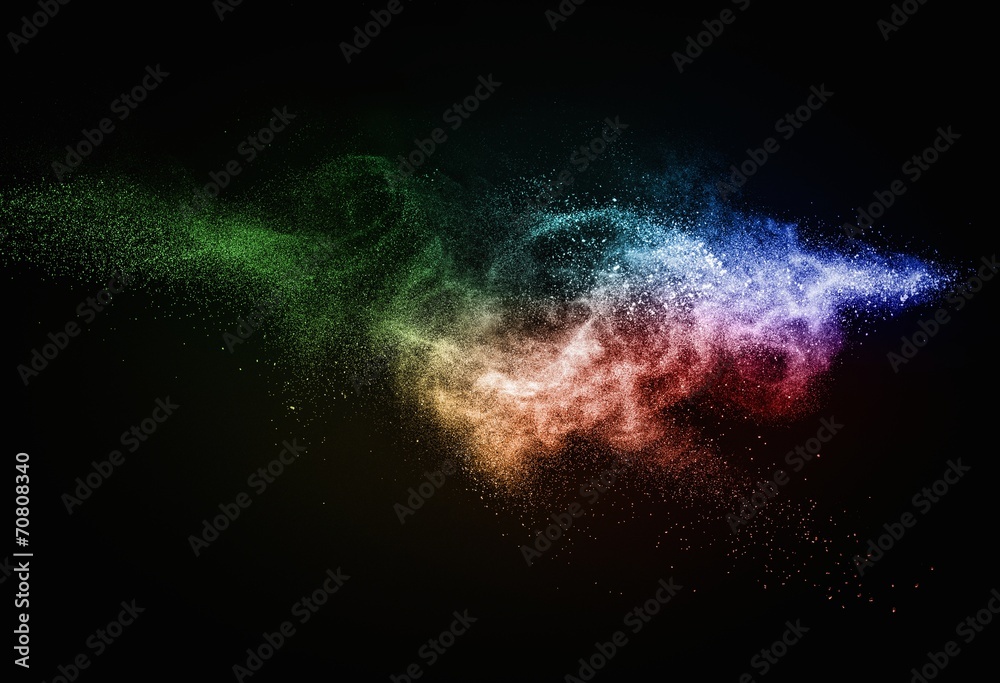 Canvas Prints colourful powder exploding isolated on black