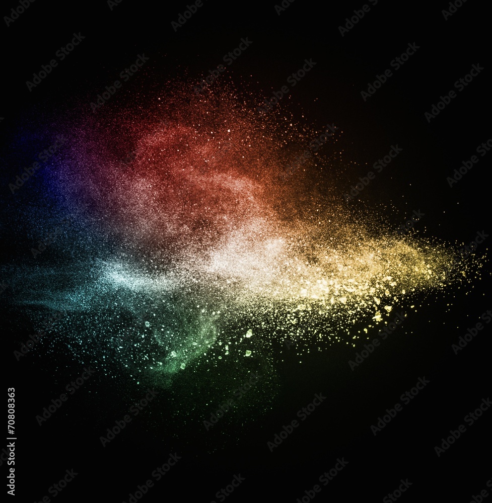 Canvas Prints colourful powder exploding isolated on black