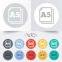 Paper size A5 standard icon. Document symbol.