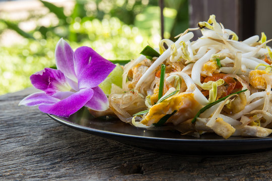 Thai Fried Noodles with shrimps, Pad Thai