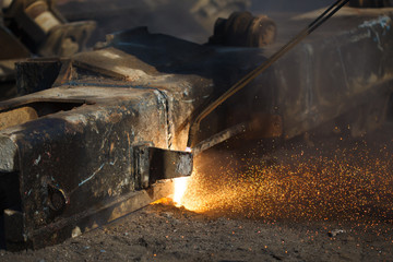 scrap metal cutting with gas welder
